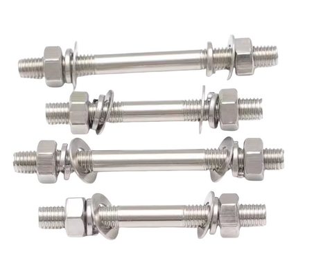 Anpassungsstahl-Gewinde-Stab Voll-Gewinde-Bar-Gewinde-Stud-Schrauben mit schweren Nüssen DIN-Standard-helle Oberfläche