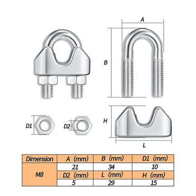 Maßgeschneiderte Unterstützung für die Schwerindustrie Rigging JIS Standard Doppelrohr Klemmen Galvanisierte formbare Drahtseil Kabel Clip