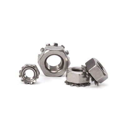 304 Edelstahl K-Typ-Nuss für polierte Veredelung aus Kohlenstoffstahl Hex-Zähne gezackte Waschmaschine Dichtungsverschluss Nuss