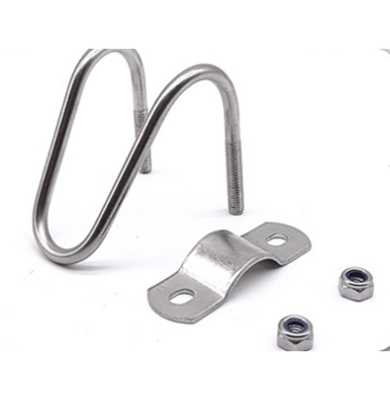 Edelstahl 304 316 Doppel-U-förmige Rohrklemme für M3 M4 M5 M6 M8 M10 M12 M16 M20 Rohre JIS Standard-Glanzveredelung