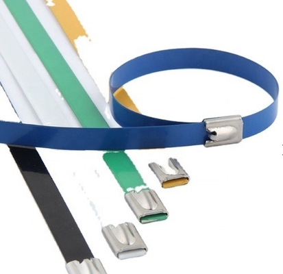Selbstverriegelung Metall Wrap Kabel Krawatte Ball Lock JIS Standard PVC beschichtet Edelstahl Krawatten 7,9mm GB Standard