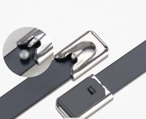 Selbstverriegelung Metall Wrap Kabel Krawatte Ball Lock JIS Standard PVC beschichtet Edelstahl Krawatten 7,9mm GB Standard