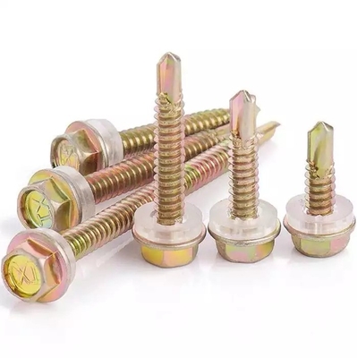 GB Standard Edelstahl Hexkopf Patta Selbstbohrblatt Metalldachschraube mit Gummi Waschmaschine Plain Finish INCH Messsystem
