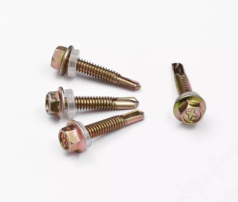 GB Standard Edelstahl Hexkopf Patta Selbstbohrblatt Metalldachschraube mit Gummi Waschmaschine Plain Finish INCH Messsystem