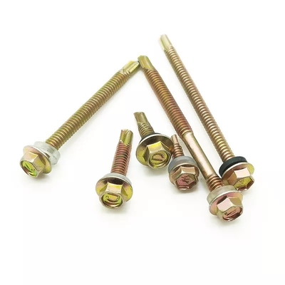 GB Standard Edelstahl Hexkopf Patta Selbstbohrblatt Metalldachschraube mit Gummi Waschmaschine Plain Finish INCH Messsystem