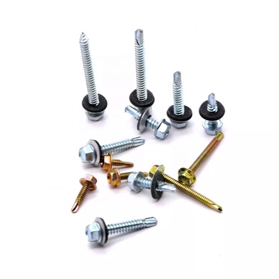 GB Standard Edelstahl Hexkopf Patta Selbstbohrblatt Metalldachschraube mit Gummi Waschmaschine Plain Finish INCH Messsystem