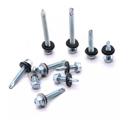 GB Standard Edelstahl Hexkopf Patta Selbstbohrblatt Metalldachschraube mit Gummi Waschmaschine Plain Finish INCH Messsystem