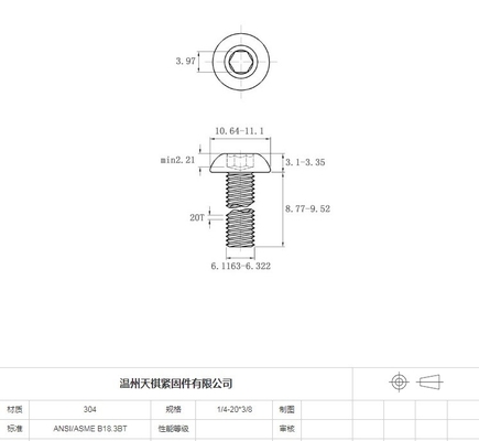 1/4-20 x 3/8 Zoll Knopfkopf Steckdose Kappe Bolzen Schrauben Allen Schraubmetrik