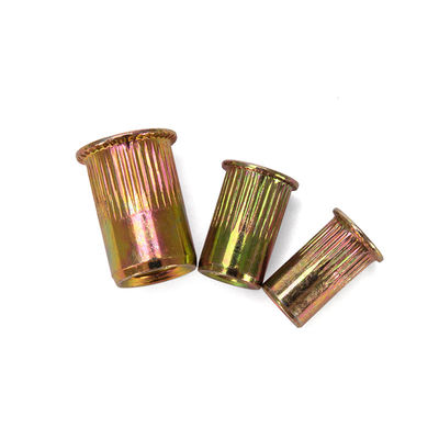 Lebensmittel Getränke DIN Standard Zinkplattiert Stahl Rivnut Flachkopf Gewinde Rivet Einfügen Nutsert Knurled Cap Nuts für Industrie