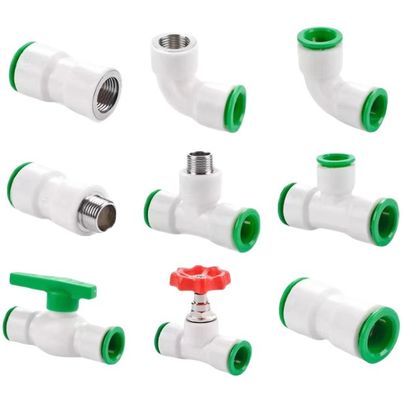 Push Fit Quick Connector kundenspezifische Unterstützung für OEM-Wasserausrüstungen auf runden PPR-Rohren