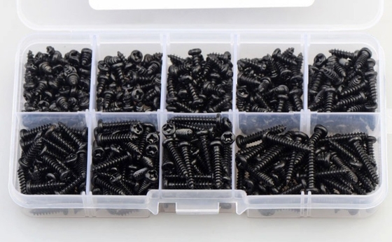 ALLOY Natürliche Farbe 450 Stück M3 Kohlenstoffstahl Schwarz PA Kreuz Pan Kopf Rundkopf Schraubkombinationsset
