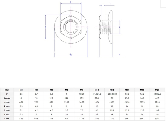 ANSI/ASME-Standard aus Edelstahl Hexagon Flanschmutter M4 M5 M6 M8 M10 M10 Gewinde DIN6923 für verschiedene Industriezweige
