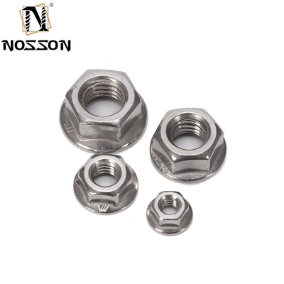 Metrisches Messsystem DIN6923 SS304 SS316 Standard M6 M7 M8 M10 Großgezackte Hexflanschmutter für die allgemeine Industrie