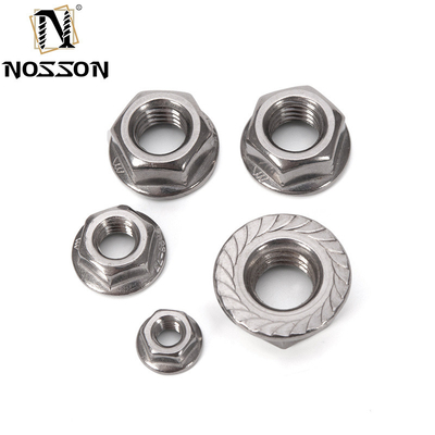 Metrisches Messsystem DIN6923 SS304 SS316 Standard M6 M7 M8 M10 Großgezackte Hexflanschmutter für die allgemeine Industrie