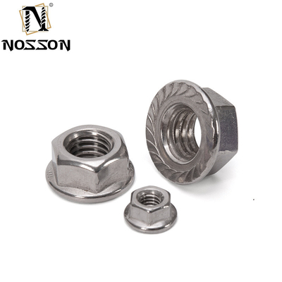 Metrisches Messsystem DIN6923 SS304 SS316 Standard M6 M7 M8 M10 Großgezackte Hexflanschmutter für die allgemeine Industrie
