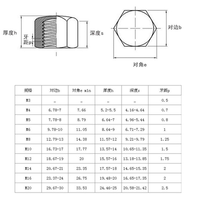 Metrisches Messsystem A2-70 aus Edelstahl SS304 Hex Cap Nut für die Effizienz der Wasseraufbereitung mit langlebigem Legierungsstahl