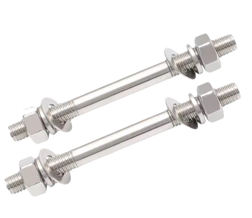 Anpassungsstahl-Gewinde-Stab Voll-Gewinde-Bar-Gewinde-Stud-Schrauben mit schweren Nüssen DIN-Standard-helle Oberfläche