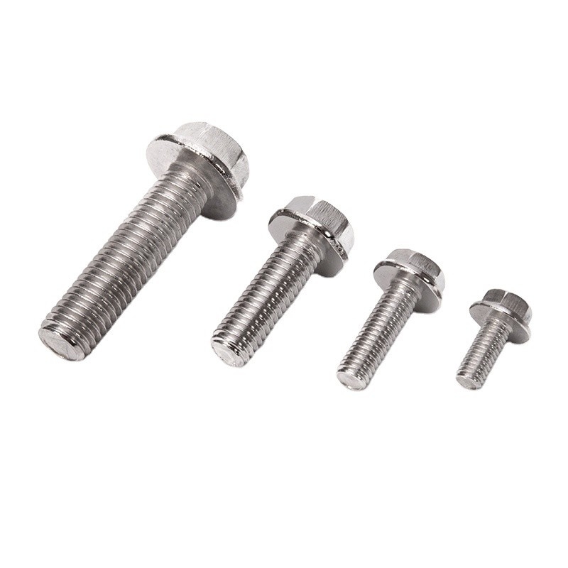 Dauerhafte DIN Standard 304 Edelstahl Anti-Rutsch Zahnflansch Schraube mit äußeren hexagonalen Waschmaschine Schraube Plain Finish