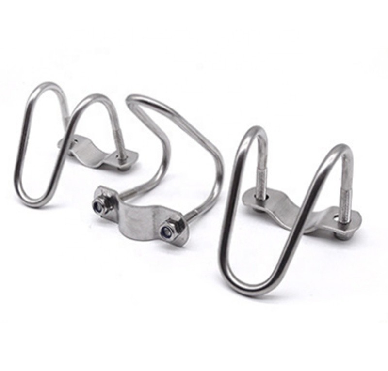 Edelstahl 304 316 Doppel-U-förmige Rohrklemme für M3 M4 M5 M6 M8 M10 M12 M16 M20 Rohre JIS Standard-Glanzveredelung