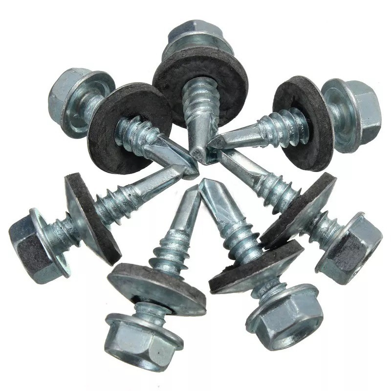 GB Standard Edelstahl Hexkopf Patta Selbstbohrblatt Metalldachschraube mit Gummi Waschmaschine Plain Finish INCH Messsystem