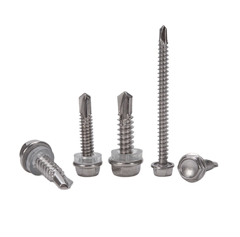 5/16 M8 Galvanisierte Hexkopf-Selbstbohrschrauben Metrische Edelstahl-Tek-Schrauben mit Gummiwaschmaschine für das Dach