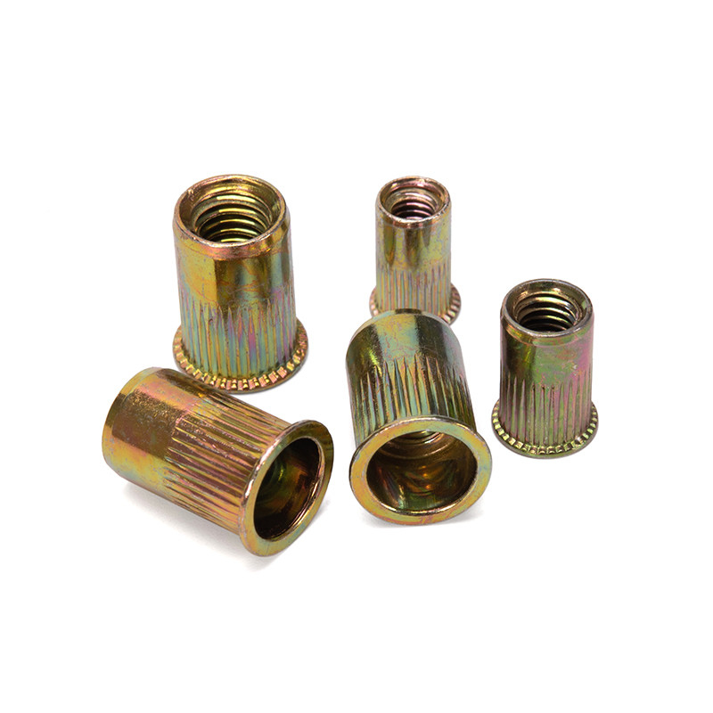 Probe Instock Stahlnickel Rundkörper Flachkopf Nickel-Nuss/metrische Nickel-Nuss Kohlenstoffstahl Gewindeinsätze Nickel Zinkplattiert