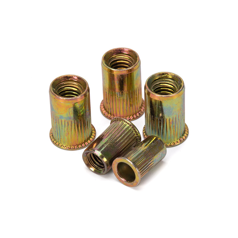 Hohe Festigkeit Flat Head Rivet Nut Herstellung kundenspezifische Zugnut Rivet 304 Edelstahl Gelb Zinkplattiert für Marine