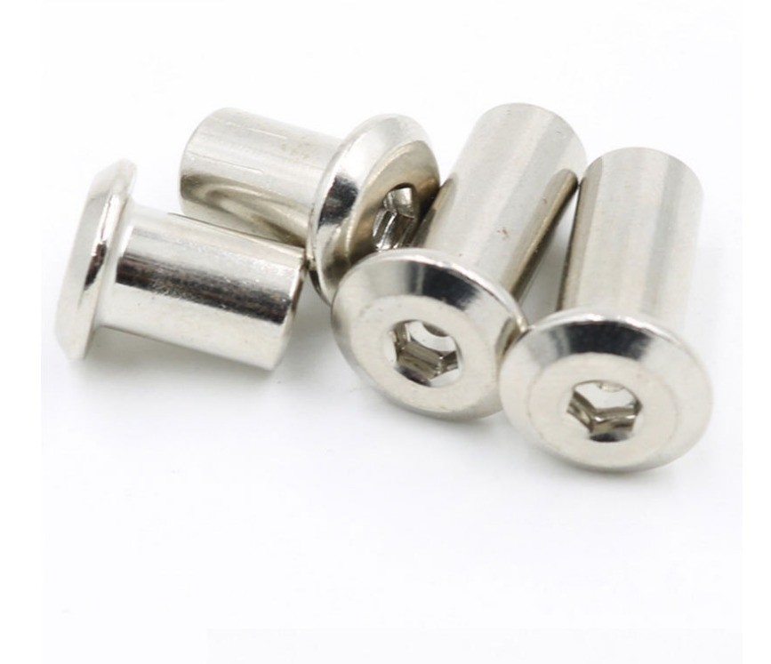 ANSI/ASME-Standard M3 M4 M5 M6 M8 M10 M12 1/4 3/8 5/16 Kohlenstoffstahl Flachrunderkopf Hex-Nuss für Möbel-Fass-Nuss